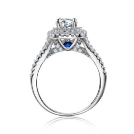 3 Pieces Blue Side Stones Engagement Ring Set