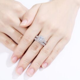 Princess Cut Cubic Zirconia 2 Pcs Classic Wedding Ring