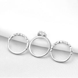 Oval Cut Cubic Zirconia Art Deco Engagement Rings Set