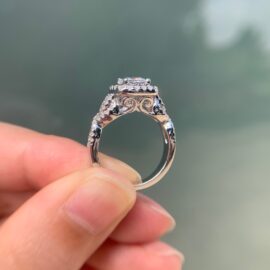 2 Pcs Princess Cut Cubic Zirconia Engagement Ring