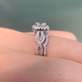 2 Pcs Princess Cut Cubic Zirconia Engagement Ring