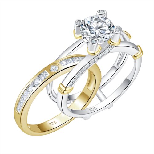 Solitaire Round Cut Engagement Ring Set