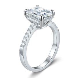 1.8Ct Emerald Cut Cubic Zircon Engagement Ring