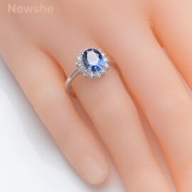 Blue Oval Cut CZ Cocktail Ring