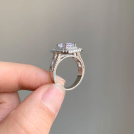Emerald Cut Zircons Engagement Ring