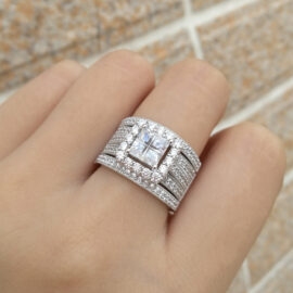 Perfect Princess Cut Zircons Engagement Ring