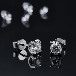 Round Shape Moissanite Diamond Earrings Pendant Set