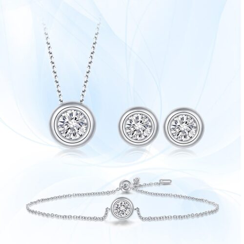 Bracelet Earrings Necklace Moissanite Diamond Set