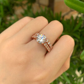 Rose Gold Wedding Ring Set