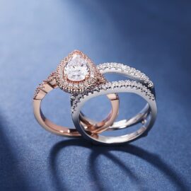 Pear Enhancer Engagement Ring Set