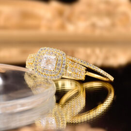 Halo Princess Cut CZ Engagement Rings