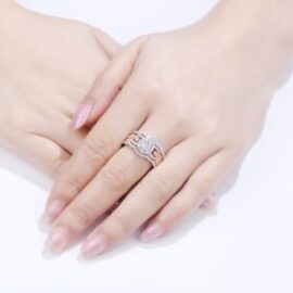 Double Pear Shape Cubic Zirconia 3 Pcs  Wedding Rings