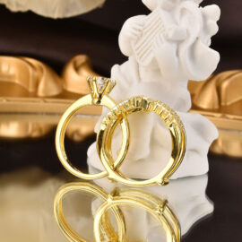 Multi Tone Gold Engagement Ring Set
