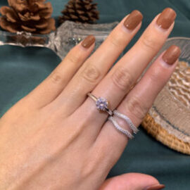 Solitaire Round Cut Zirconia Enhancer Wedding Rings Set