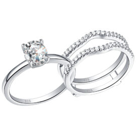Multi-Shaped Cubic Zirconia Ring Enhancer Bridal Set