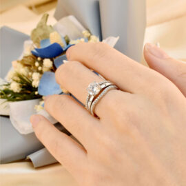 Multi-Shaped Cubic Zirconia Ring Enhancer Bridal Set