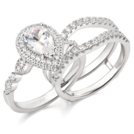 2 Pieces Pear Cut Zircon Enhancer Engagement Ring Set