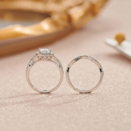 Halo Cushion Cut CZ Infinity Bridal Set