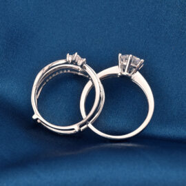 Solitaire Round Cut Zircon Wedding Rings Set