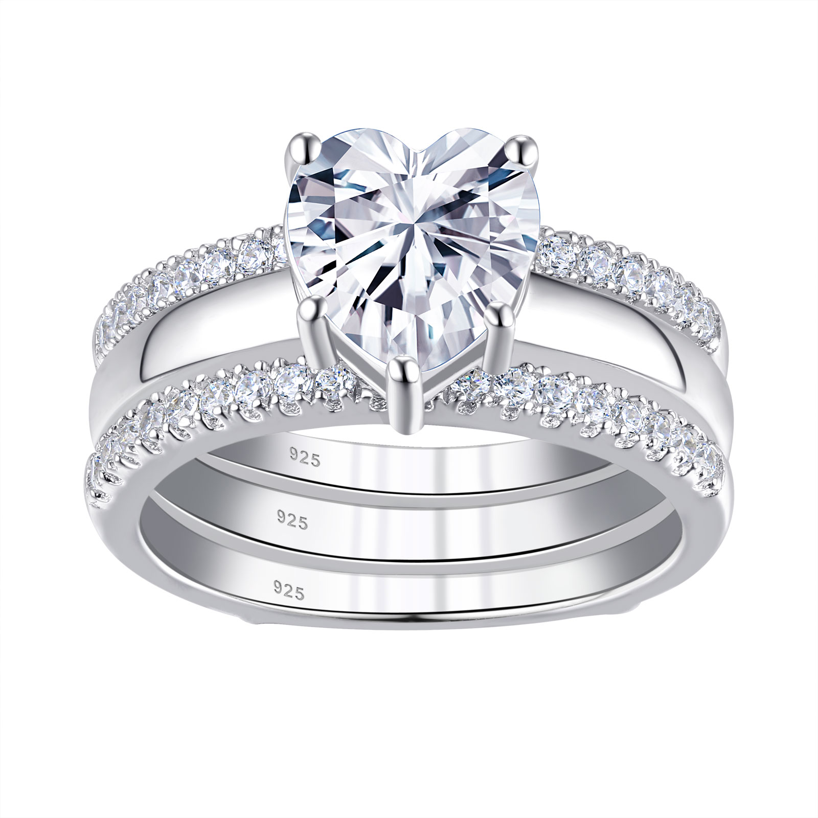 heart shaped diamond engagement ring set