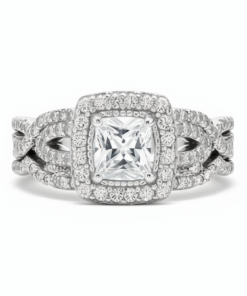 Emerald-Cut Double Halo Bridal Set