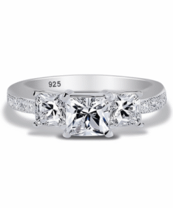 Newshe 2Pcs Genuine 925 Sterling Silver Wedding Ring Set Classic Jewelry 0.8 Ct Princess Cut AAAAA CZ Engagement Rings for Women