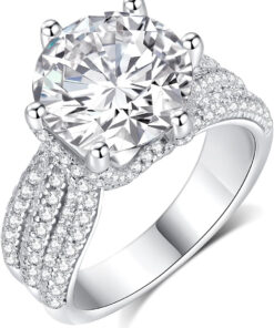 5ct Moissanite Engagement Rings for Women, 11MM Center Stone, D Color VVS1 Round Lab Created Moissanite Wedding Promise Proposal Rings for Women Her, Anniversary Luxurious Bridal Gift
